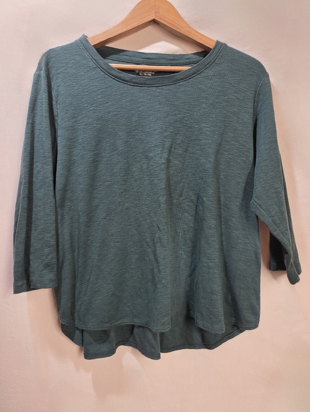 Kirkland Signature 3/4 Sleeve 100% Cotton Slub Tee Crew Neck Sz XL